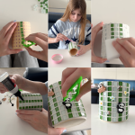 DIY tvoření stojánku na tužky s mozaikou a pandami – ukázka celého procesu