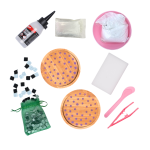 Kompletní obsah kreativní DIY sady – podtácky, mozaika, lepidlo, nástroje